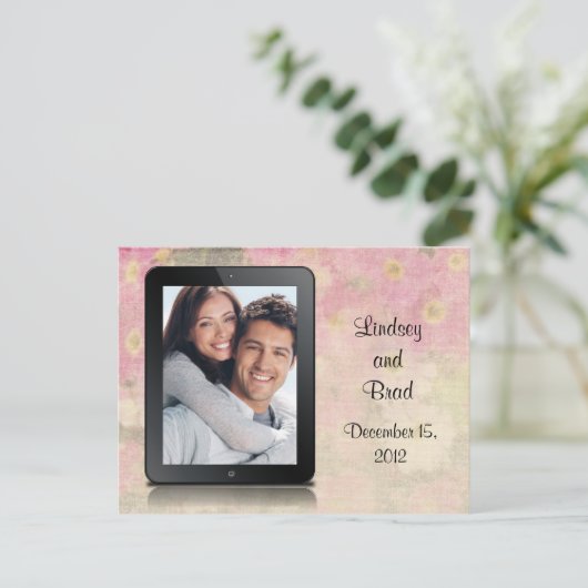 "Save the Date" iPad Ankündigungspostkarte (Stehend Vorderseite)