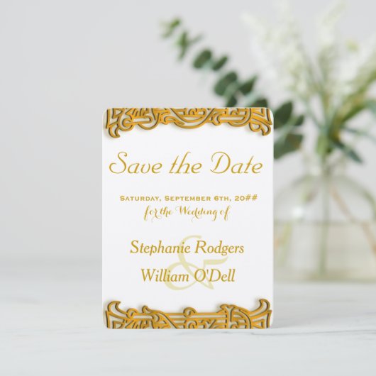Save the Date Irish Gold Wedding Notice (Stehend Vorderseite)
