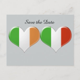 Save the Date Irish Heart Flags Postkarte