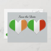Save the Date Irish Heart Flags Postkarte (Vorne/Hinten)
