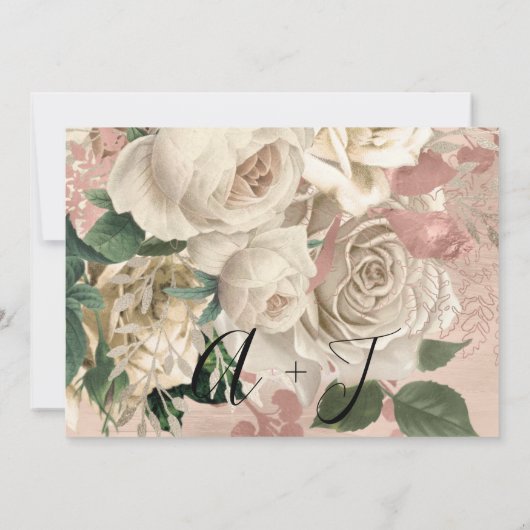 Save the Date Ivory Wreath Rose Wreath (Rückseite)