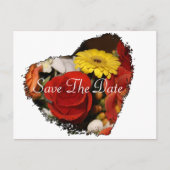 "Save the Date" Jagged Edge Heart Bouquet Postkarte (Vorderseite)