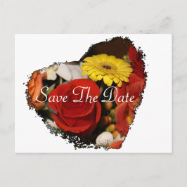 "Save the Date" Jagged Edge Heart Bouquet Postkarte