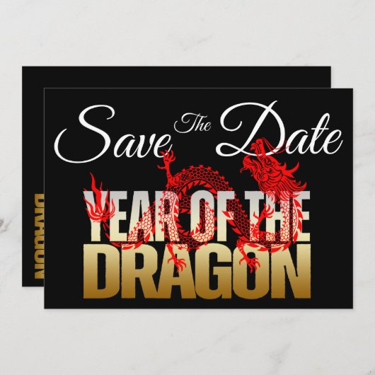 Save the Date Jahr der Drachenhochzeit Einladung (Vorne/Hinten)
