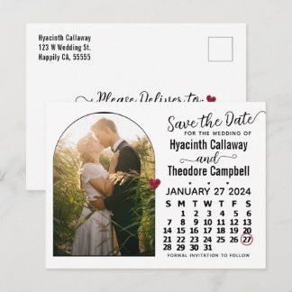 Save the Date Januar 2024 Kalender Anlaufzeit Foto Einladungspostkarte