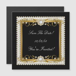 Save the Date Jede Anlässe Diamond Trim Gold Magneteinladung