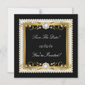 Save the Date Jede Anlässe Diamond Trim Gold Magneteinladung (Vorderseite)