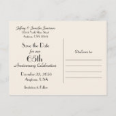 Save the Date JEDES Jubiläum Party Old WoodChurch Ankündigungspostkarte (Rückseite)