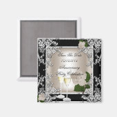 Save the Date Jubiläum Hochzeitscreme Schwarz Magnet (Vorderseite/Rückseite)