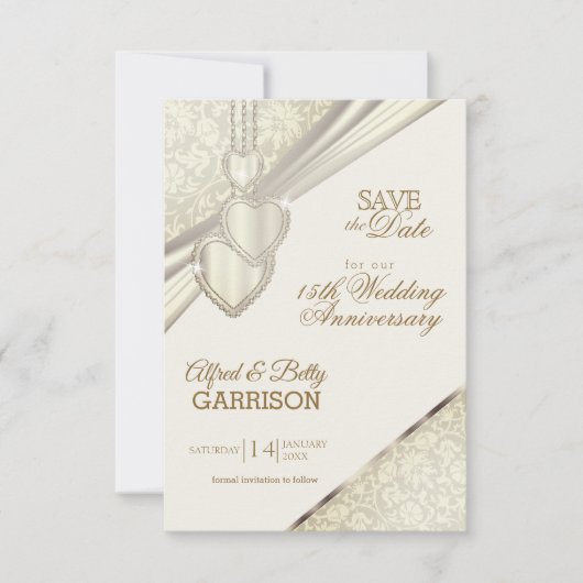 Save the Date - Jubiläum von Elfenbein Einladung (Vorderseite)