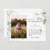 Save the Date Juli 2023 Botanisches Elegant Gold Postkarte (Vorne/Hinten)