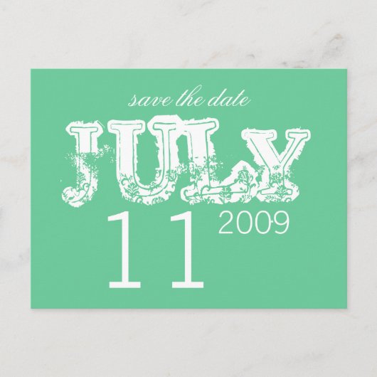 Save the Date - Juli - Maßgeschneidert Ankündigungspostkarte (Vorderseite)