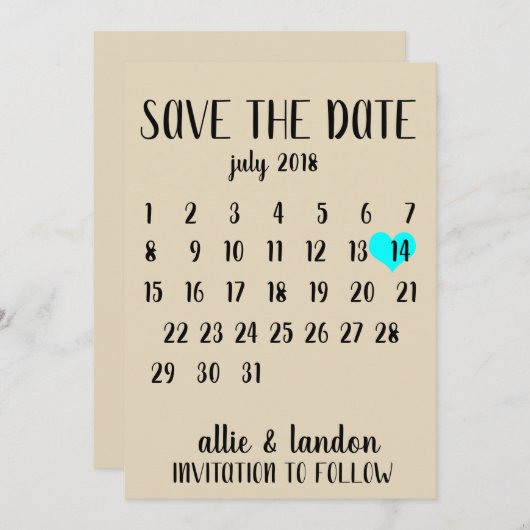 Save the Date Kalender (Vorne/Hinten)
