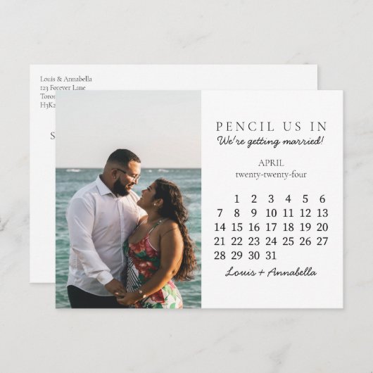 Save the Date Kalender April 2024 Postkarte (Vorne/Hinten)
