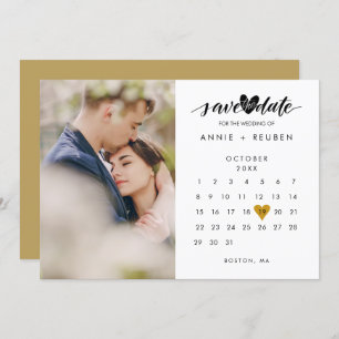 Save the Date Kalender Chic Gold Liebe Herzstück F Einladung