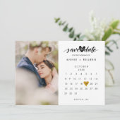 Save the Date Kalender Elegantes Gold Foto Einladung (Stehend Vorderseite)