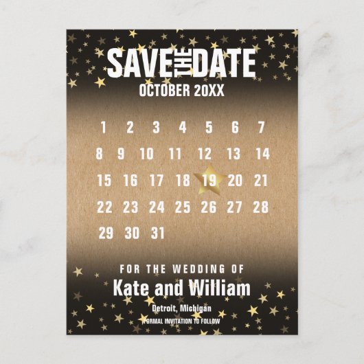 Save the Date Kalender Gestern und Heute Postkarte (Vorderseite)