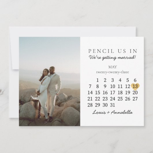 Save the Date Kalender Gold Herz Mai 2023 Monat Einladung (Vorderseite)