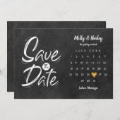 Save the Date Kalender Gold Herzklammer (Vorne/Hinten)