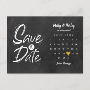 Save the Date Kalender Gold Herzklammer Ankündigungspostkarte