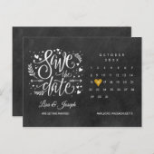 Save the Date Kalender Gold Herzklammer Ankündigungspostkarte (Vorne/Hinten)