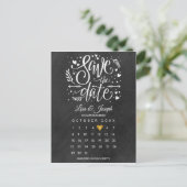 Save the Date Kalender Gold Herzklammer Postkarte (Stehend Vorderseite)