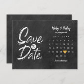 Save the Date Kalender Gold Herzklammer Postkarte (Vorne/Hinten)