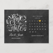 Save the Date Kalender Gold Herzklammer Postkarte (Vorderseite)