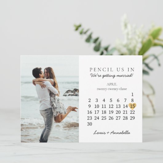 Save the Date Kalender Gold Herzstück April 2023 M Einladung (Stehend Vorderseite)