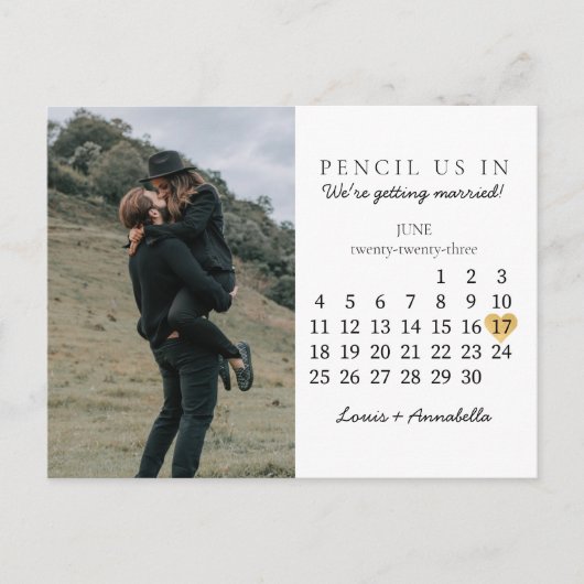 Save the Date Kalender Gold Herzstück Juni 2023 Mo Postkarte (Vorderseite)