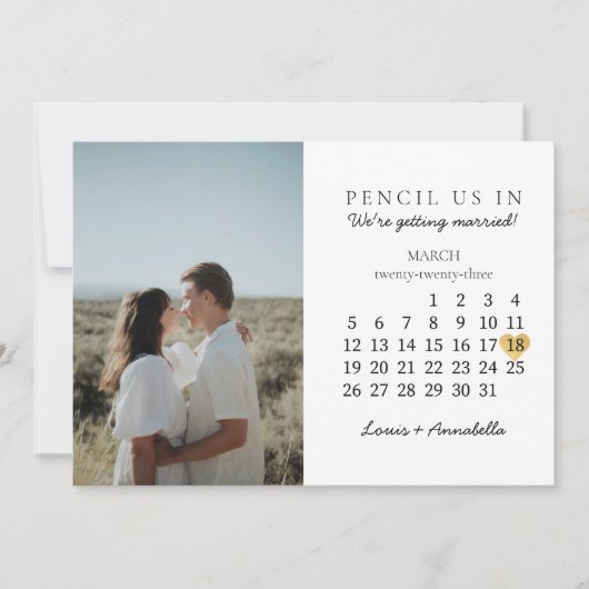 Save the Date Kalender Gold Herzstück März 2023 Mo Einladung (Vorderseite)