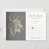 Save the Date Kalender Gold Liebe Herz Einladung (Vorderseite)