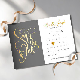Save the Date Kalender Gold Liebe Herz Magneteinladung