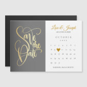 Save the Date Kalender Gold Liebe Herz Magneteinladung (Vorne/Hinten)