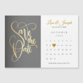 Save the Date Kalender Gold Liebe Herz Magneteinladung (Vorderseite)