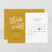 Save the Date Kalender Gold Liebe Herz Postkarte (Vorne/Hinten)