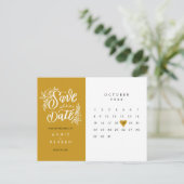 Save the Date Kalender Gold Liebe Herz Postkarte (Stehend Vorderseite)