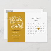 Save the Date Kalender Gold Liebe Herz Postkarte (Vorne/Hinten)