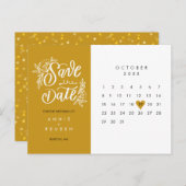 Save the Date Kalender Gold Liebe Herzstück Postka Ankündigungspostkarte (Vorne/Hinten)