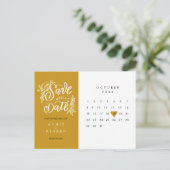 Save the Date Kalender Gold Liebe Herzstück Postka Ankündigungspostkarte (Stehend Vorderseite)