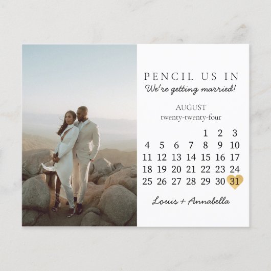 Save the Date Kalender Herz August 2024 Monat (Vorderseite)