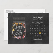 Save the Date Kalender Herz Mason Jar Chalkboard Ankündigungspostkarte (Vorne/Hinten)
