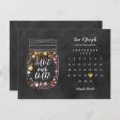 Save the Date Kalender Herz Mason Jar Chalkboard Postkarte (Vorne/Hinten)
