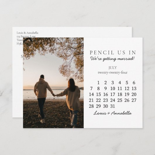 Save the Date Kalender Juli 2024 Postkarte (Vorne/Hinten)