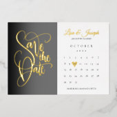 Save the Date Kalender Liebe Herz Gold Folieneinladung (Vorderseite)