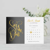 Save the Date Kalender Liebe Herz Gold Folieneinladung (Stehend vorne)