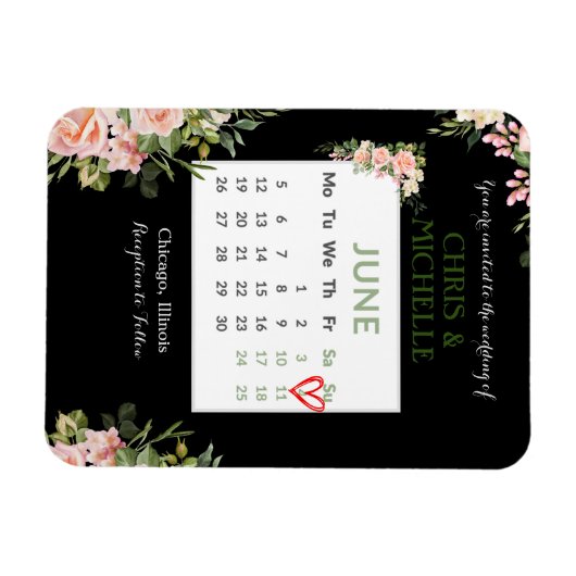 Save the Date Kalender Magnet Custom - Juni (Horizontal)