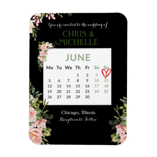 Save the Date Kalender Magnet Custom - Juni (Vertikal)