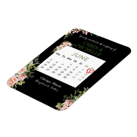 Save the Date Kalender Magnet Custom - Juni (Linke Seite)