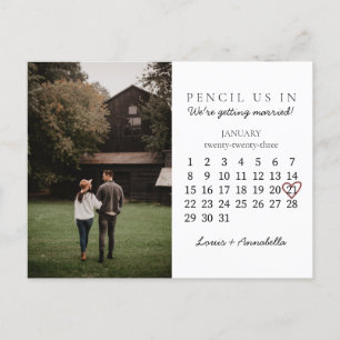 Save the Date Kalender Rose Herzstück Jan 2023 Mon Postkarte